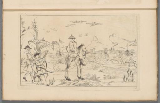 Horseman and Hunting Scene in a Chinese Landscape