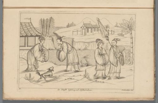 Landscape with Chinese People Meeting and Greeting