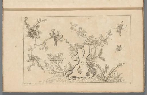 Blossom tree with birds and butterflies