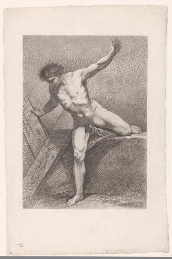 Academic Study of a Standing Male Nude Balancing on One Leg