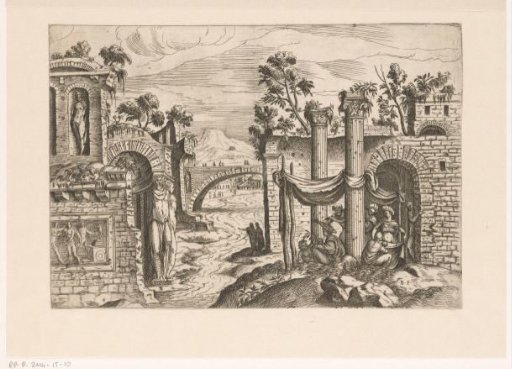 Landscape with Ruins and a Bridge over Flowing Water