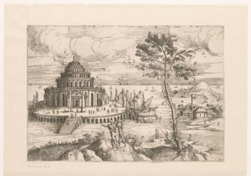 Landscape with Central Building on an Island