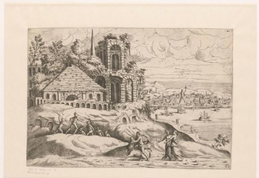 City View with Ruins, Fantastical Architecture and a Colossal Statue in the Background