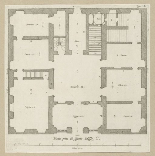 Ground plan of the ground floor of the Villa Spinola di San Pietro in Genoa