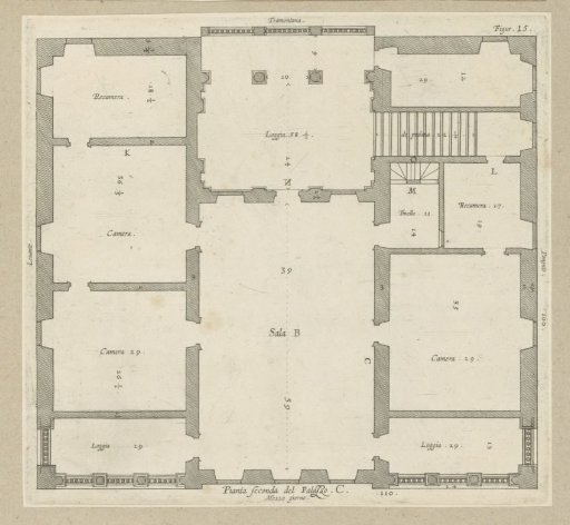 Ground plan of the first floor of the Villa Spinola di San Pietro in Genoa