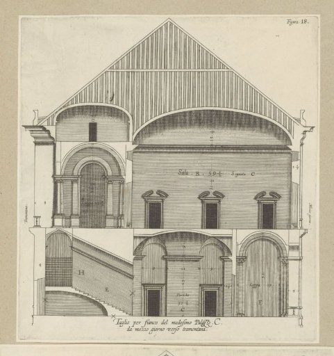 Longitudinal section of the Villa Spinola di San Pietro in Genoa