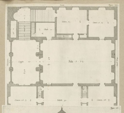 Ground plan of the first floor of the Villa Grimaldi in Genoa