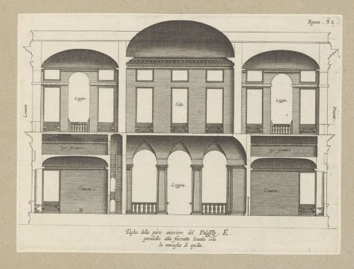 Cross-section of the Villa Pallavicino delle Peschiere in Genoa