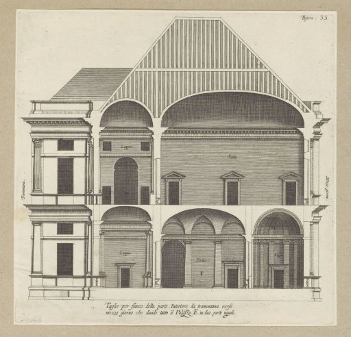 Longitudinal section of the Villa Pallavicino delle Peschiere in Genoa