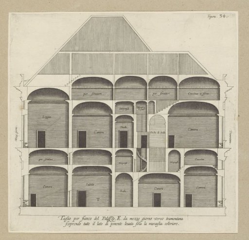 Longitudinal section of the Villa Pallavicino delle Peschiere in Genoa