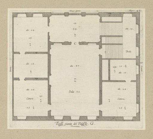 Ground Plan of the Second Floor of the Palazzo Interiano Pallavicini in Genoa