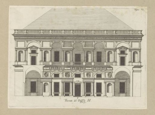 Elevation of the Facade to the Courtyard of the Villa Grimaldi-Sauli in Genoa