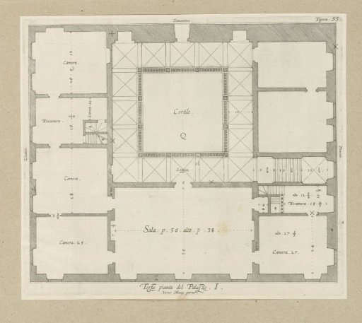 Ground plan of the first floor of the Palazzo Rostan Raggio in Genoa