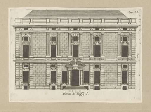 Elevation of the façade of the Palazzo Rostan Raggio in Genoa