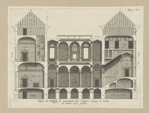 Cross-section of the Palazzo Rostan Raggio in Genoa