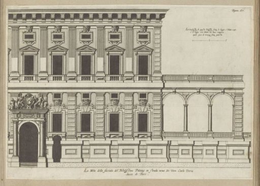 Relief of half the façade of Palazzo Doria-Tursi in Genoa