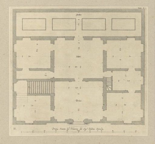 Floor plan of the ground floor of the Palazzo Gambaro in Genoa