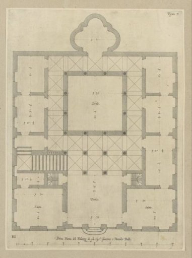 Ground plan of the first floor of the Palazzo Balbi-Senarega in Genoa