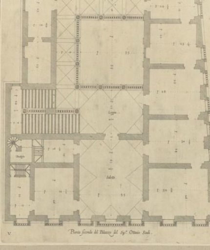 Ground plan of the ground floor of the Palazzo del Melograno in Genoa