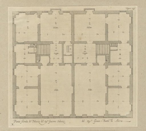 First floor plan of the Palazzo Cattaneo-Adorno in Genoa