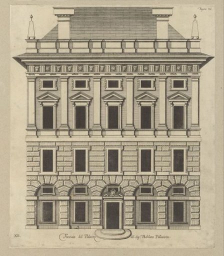 Elevation of the façade of the Palazzo Cipriano Pallavicino in Genoa