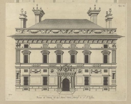 Elevation of the façade of the Palazzo Doria-Spinola in Genoa