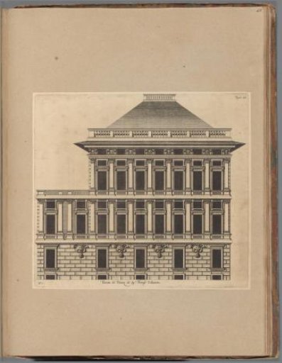 Elevation of the façade of the Palazzo dell'Acquedotto De Ferrari Galliera in Genoa