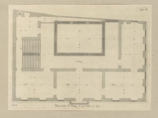 Floor plan of the first floor of the Palazzo Ambrogio Di Negro in Genoa