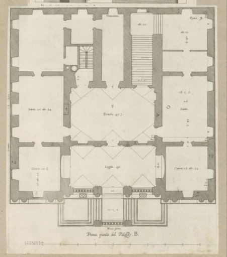 Floor plan of the ground floor of the Villa Giustiniani-Cambiaso in Genoa