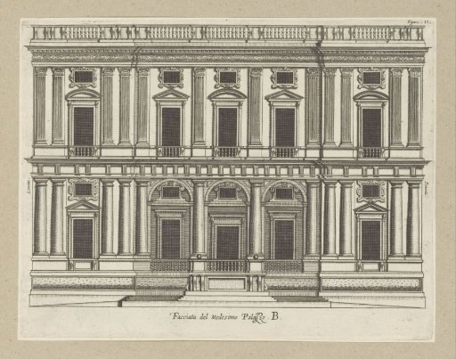 Elevation of the façade of the Villa Giustiniani-Cambiaso in Genoa