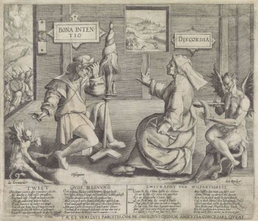 Allegory with personifications of Good Intention (Bona Intentio) and Discord (Discordia)