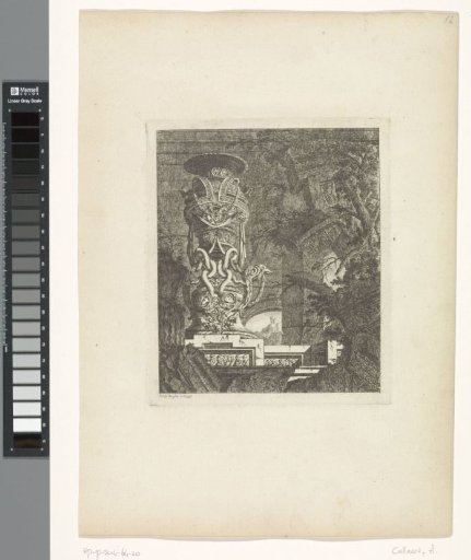Architectural fantasy with a grotesque vase