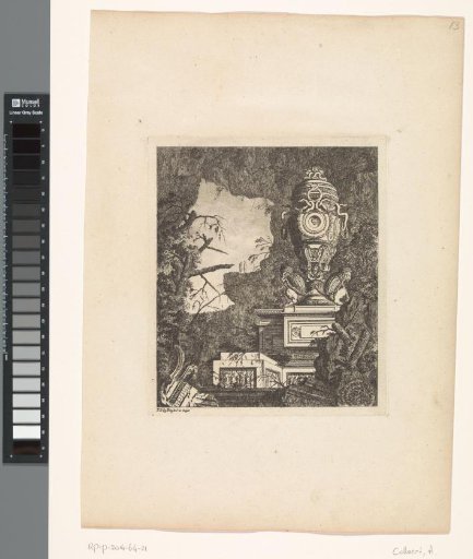 Architectural fantasy with a grotesque vase