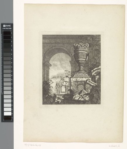 Architectural fantasy with a grotesque vase