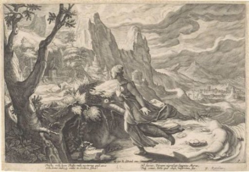 Thisbe flees from the lioness