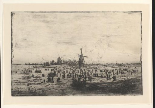 Dutch Winter Landscape with Windmills and Skaters