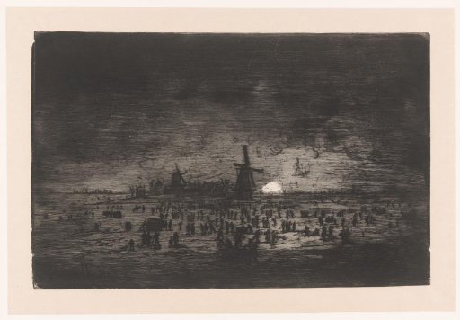 Dutch Winter Landscape with Windmills and Skaters