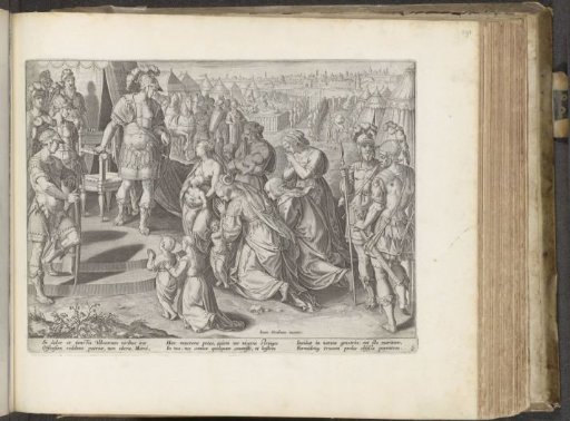 Veturia at the feet of Coriolanus