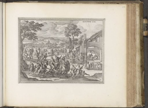 The Three Kings on their way to Bethlehem and the Adoration of the Magi