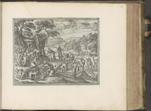 Moses strikes water from the rock