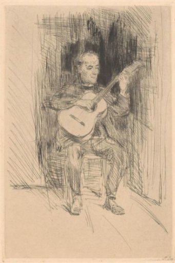 Seated guitar player