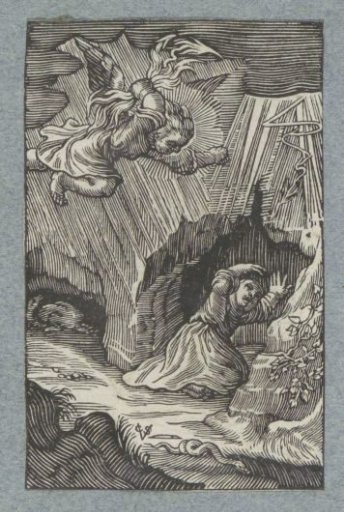 Child taking shelter from a thunderstorm in a cave