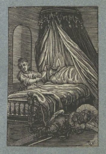 Sleeping angel beside a child's bed