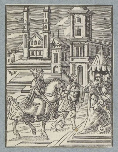 Haman Leading Mordecai in Royal Robes on the King's Horse Through the Marketplace