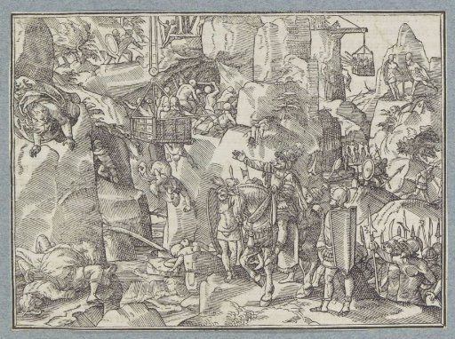 King Herod Fighting Robbers Who Have Hidden Themselves in Caves