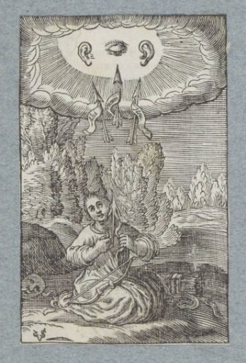 Child with bow and arrow and the all-seeing eye of God