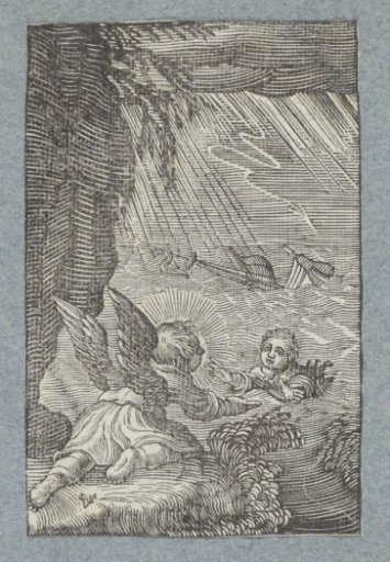 Angel rescuing a child from the sea