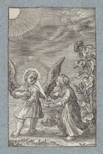 Angel and child with a compass
