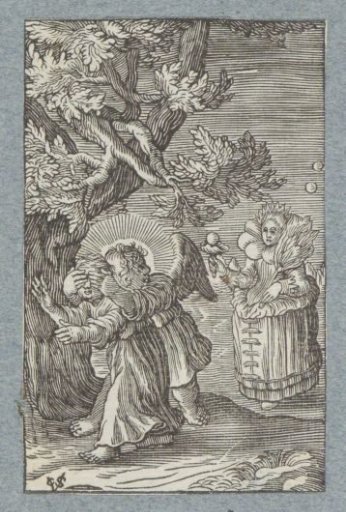 Angel protects child from vain woman