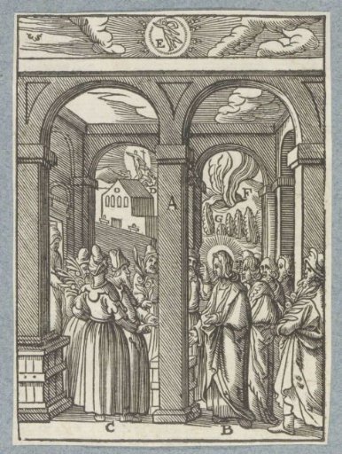 Christ in conversation with the Pharisees in the temple